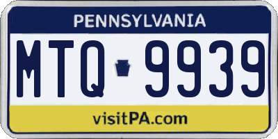 PA license plate MTQ9939