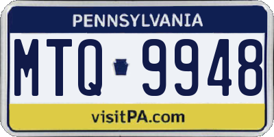 PA license plate MTQ9948