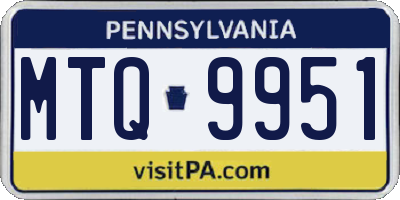 PA license plate MTQ9951