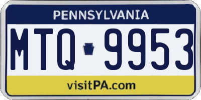 PA license plate MTQ9953