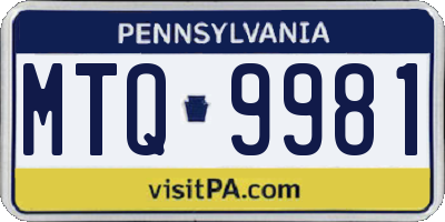 PA license plate MTQ9981