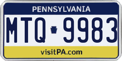 PA license plate MTQ9983