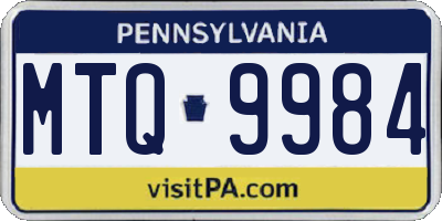 PA license plate MTQ9984