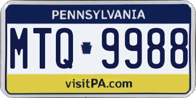 PA license plate MTQ9988
