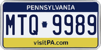 PA license plate MTQ9989