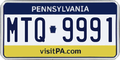 PA license plate MTQ9991