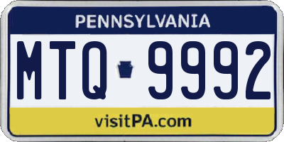 PA license plate MTQ9992