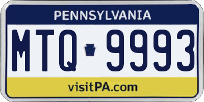 PA license plate MTQ9993