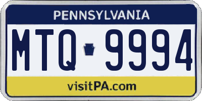 PA license plate MTQ9994