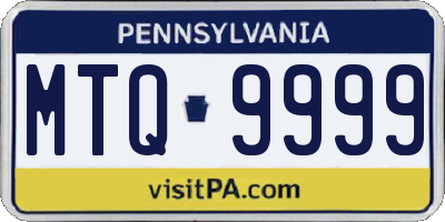 PA license plate MTQ9999