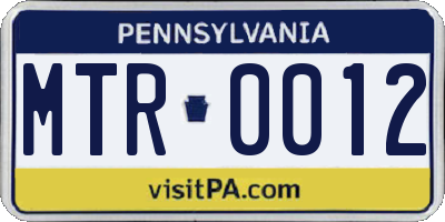PA license plate MTR0012