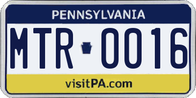 PA license plate MTR0016