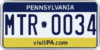 PA license plate MTR0034