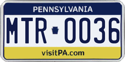 PA license plate MTR0036