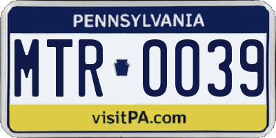 PA license plate MTR0039