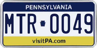 PA license plate MTR0049