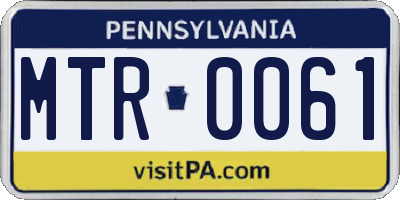 PA license plate MTR0061