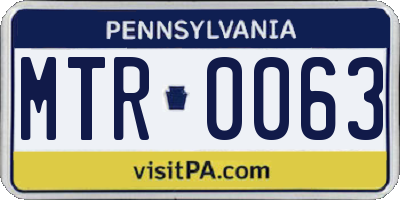PA license plate MTR0063
