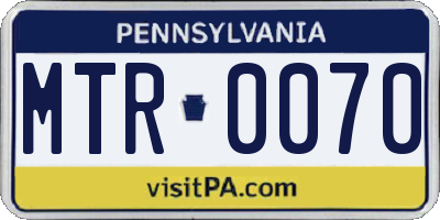 PA license plate MTR0070