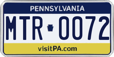 PA license plate MTR0072