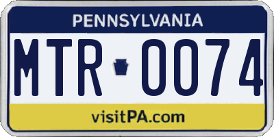 PA license plate MTR0074