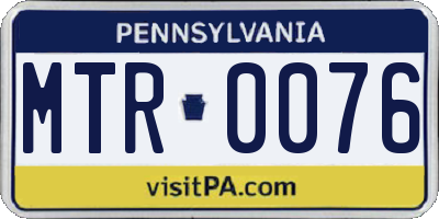 PA license plate MTR0076