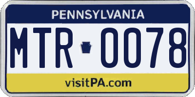 PA license plate MTR0078