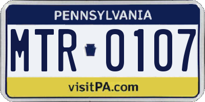 PA license plate MTR0107