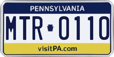 PA license plate MTR0110