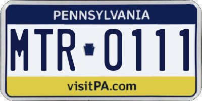 PA license plate MTR0111