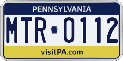 PA license plate MTR0112
