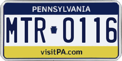 PA license plate MTR0116