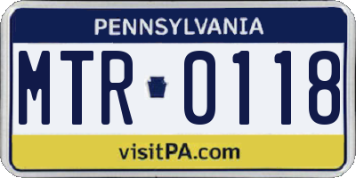 PA license plate MTR0118