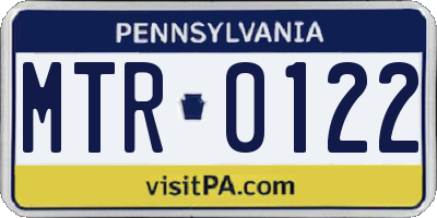PA license plate MTR0122