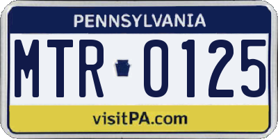 PA license plate MTR0125