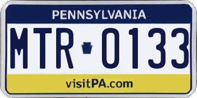 PA license plate MTR0133