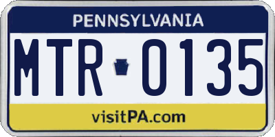 PA license plate MTR0135