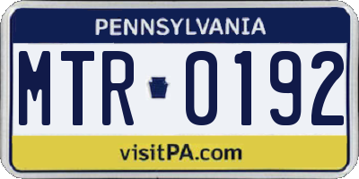 PA license plate MTR0192