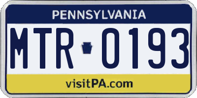 PA license plate MTR0193