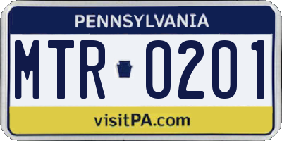 PA license plate MTR0201