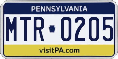 PA license plate MTR0205
