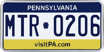 PA license plate MTR0206
