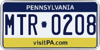 PA license plate MTR0208