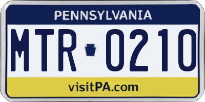 PA license plate MTR0210