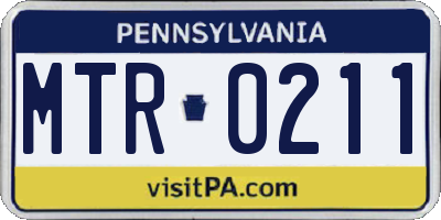 PA license plate MTR0211