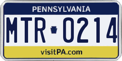 PA license plate MTR0214