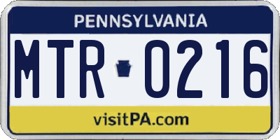 PA license plate MTR0216
