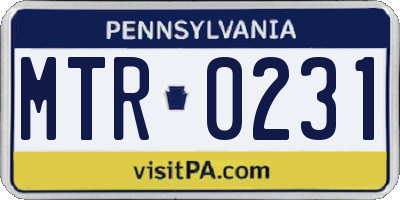 PA license plate MTR0231