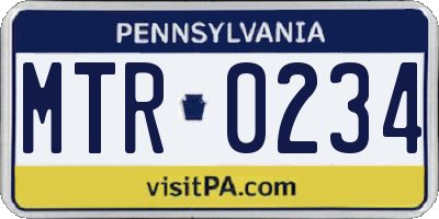 PA license plate MTR0234