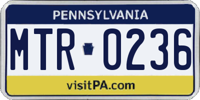 PA license plate MTR0236